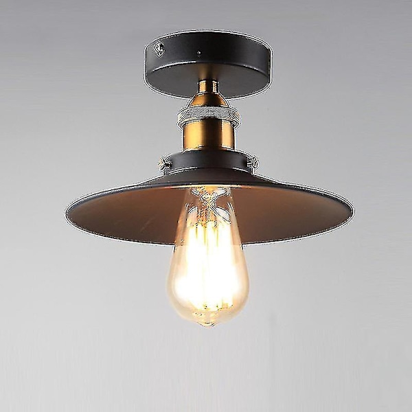 Cisea Vintage Taklampa Industriell Retro Metall 22cm Kronljuskrona Belysningsarmatur för Sovrum Vardagsrum Kök Korridor (svart Utan Led