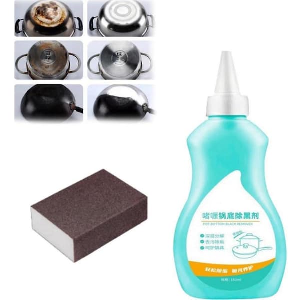 Sort Bundrensrenser Gel til Rustfrit Stål, Stærk Afrensning og Rustfjerner til Køkkenredskaber 150ml
