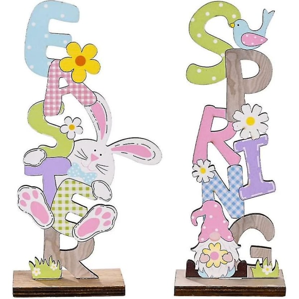 Easter Tabletop Easter Wooden Decor Easter Easter Tabletop Ornaments 2pcs Easter Table