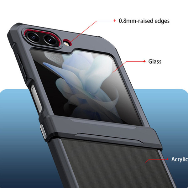 Etui kompatibelt med Samsung Galaxy Z Flip 5, hård pc+blød Tpu fire hjørner stødsikkert cover med ydre skærmbeskytter
