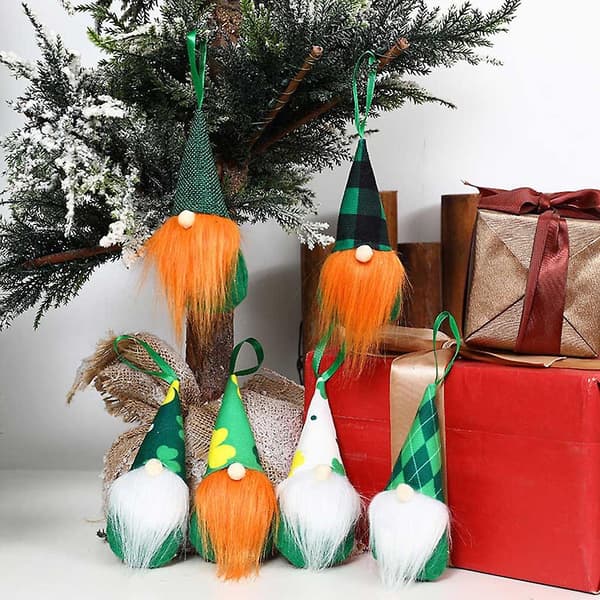 6 st Patrick's Day Gnome Dekorationer Irländska Leprechaun Svenska Tomtar Prydnader