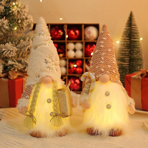 Juldocka Elf Sequin Gnome Med LED-ljus Juldekorationer 2023 För Hem Xmas Navidad Nyår Barnpresenter boy