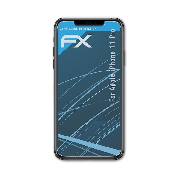 atFoliX 3x Schutzfolie Compatibel ja Apple iPhone 11 Pro Displayschutzfolie klar