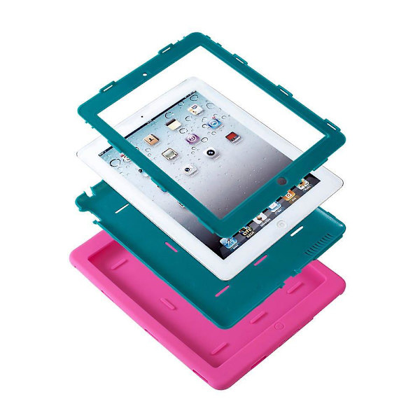 Stöttålig Heavy Duty Gummikåpa för 9,7\" Apple iPad 4 3 2, Rosa