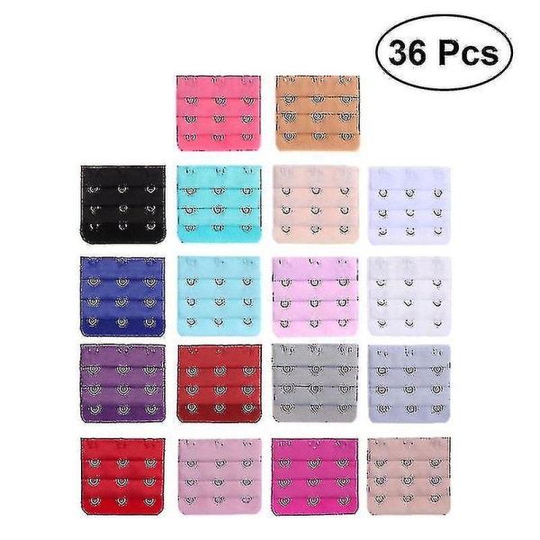 36pcs Women's Bra Extender Bra Extender Hooks 2 Hooks & 3 Hooks (18 Colors)