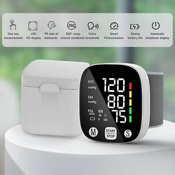 LED håndledsblodtryksmåler Genopladelig stemmeudsendelse blodtryksmåler