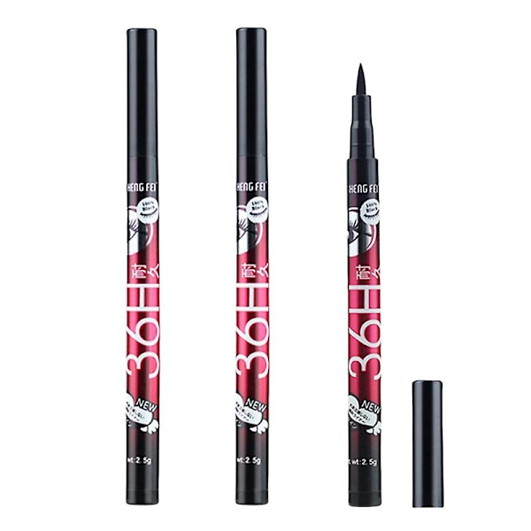 2 stk Vandfast Eyeliner Blyant 36H Langvarig Præcision Sort Flydende Eyeliner Pen Makeup Hurtigtørrende Ingen Blooming Kosmetik Værktøj