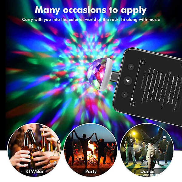 4 stk. USB Partylys Bil Atmosfærisk Lys Disco Lys Hot Field Jump DJ Discokugle Scene Lampe