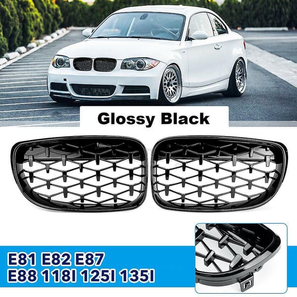 2X Forreste Nyre Diamant Meteor Grill Gitter til - 1 Serie E81 E82 E87 E88 2007-2013 Racing Gitter