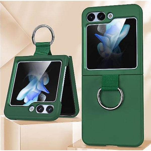 Plating Clear Case For Samsung Galaxy Z Flip 5 With Ring Holder, Slim Hard Pc Shockproof Cover With Back Screen Protector