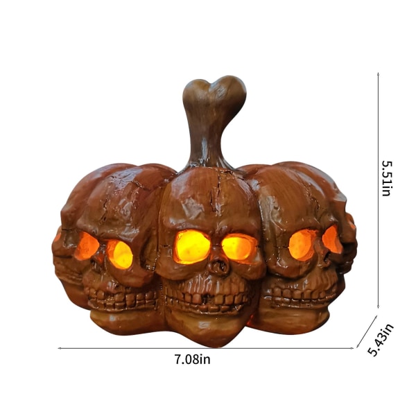 Halloween-lampa i Resin med LED-ljus, 8-sidig skelett, bärbar nattlampa, semesterdekoration, bordsdekoration