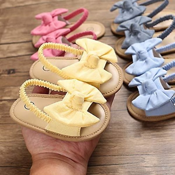 Spædbarn Baby Piger Sommersandaler Med Blomst Blød Sål Nyfødt Toddler Første Walker Krybbe Kjole Sko 09 yellow 12-18 months toddler