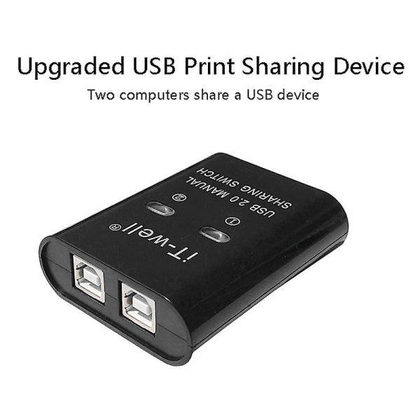 It-well USB skrivardelningsenhet, 2 in 1 ut skrivardelningsenhet, 2-portars manuell Kvm-växling