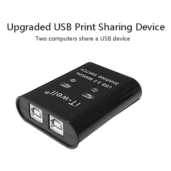 It-well USB-skrivardelningsenhet, 2 in 1 ut-skrivardelningsenhet, 2-ports manuell KVM-växel