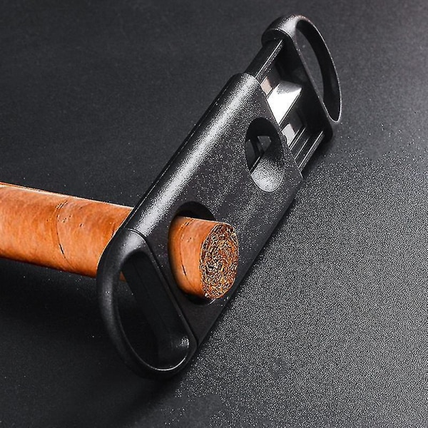 Cigar Cutter Terävä Ruostumaton Teräs Sikari Giljotiini Musta Tasku V-leikkaus Sikari Tarvikkeet Sakset (2 Kpl) Crjjkoy