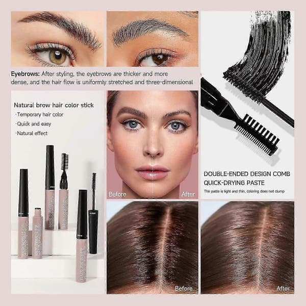 Hårmascara Rotfärg Semi-permanent Hårfärg Tillfällig Borstfärg Vattentät Långvarig Gråhårstäckning Skäggfärg Hårfärg_jfu Dark Brown