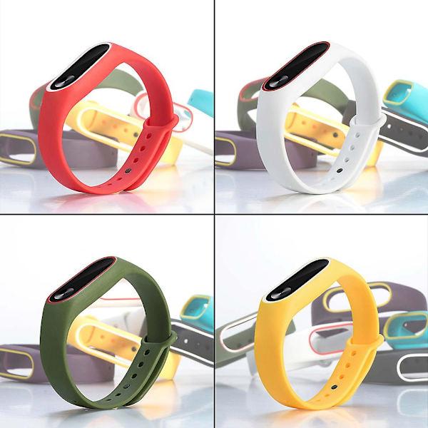 Svettebestandig armbåndsrem for Mi Band 2 tofarget justerbare silikonbånd