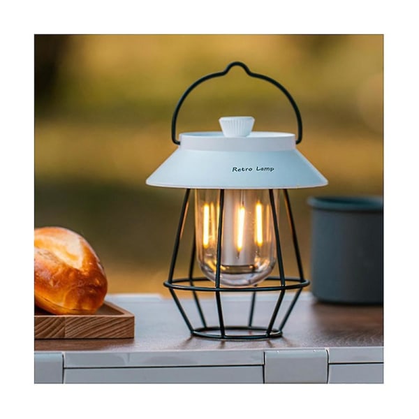 Bærbar Retro Camping Lanterne Oppladbar Metallhåndtak Lommelykt Vintage Lys Utendørs Henge T
