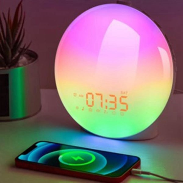 Natural Sunrise Sunset Light Alarm Clock Bedside Sleep Aid Colorful Led Night Light K8 Full Screen