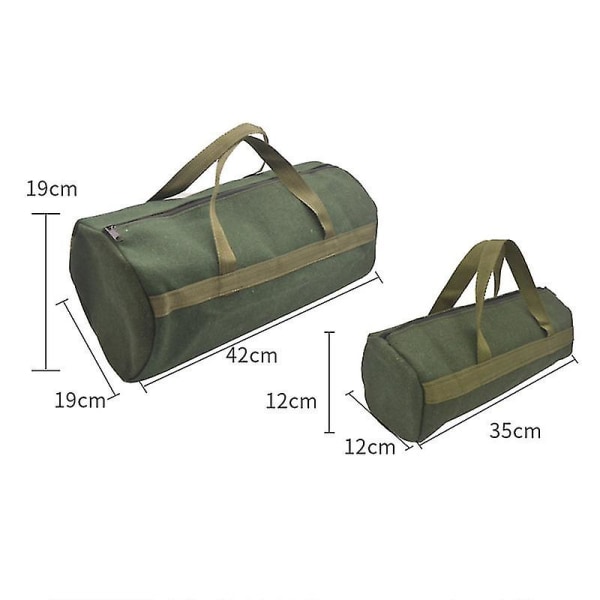 Multifunktionell canvasverktygsväska med dragkedja, bred öppning, multifunktionell verktygsväska, cylindrisk väska med bärhandtag, canvas dragkedjeväska, verktygspåse