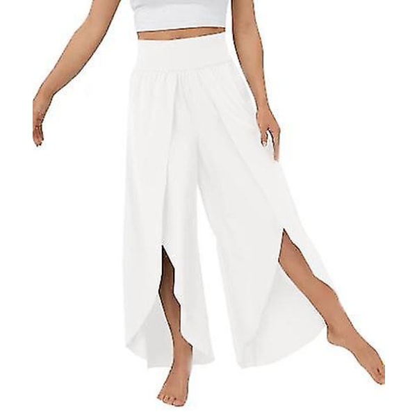 Women's Wide Leg Pants, High Waist Yoga Pants With Slits, Casual Flowy Beach Palazzo Pants For Women