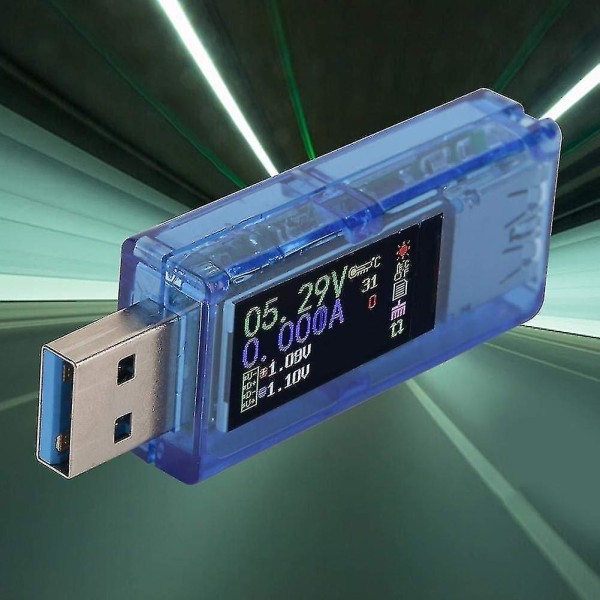 USB-tester, AT34 USB 3.0 Fargeskjerm Voltmeter Amperemeter Strømmåler Multimeter USB-lader Tester