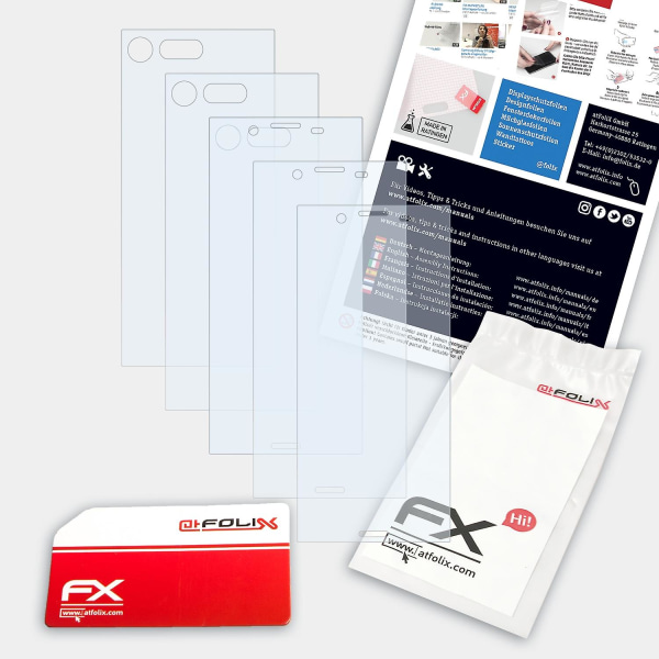 atFoliX 3x beskyttelsesfolie kompatibel med Sony Xperia X Compact skjermbeskyttelse klar