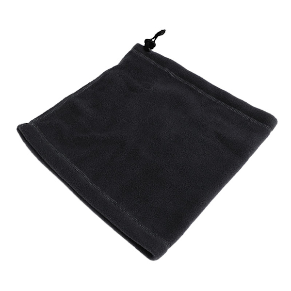 Svart unisex termisk halsvärmare med justerbar dragsko - Fleece ansiktsmask halsduk för vinterskidåkning