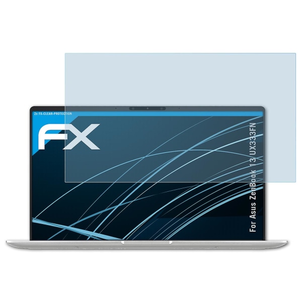 atFoliX 2x skyddsfolie kompatibel med Asus ZenBook 13 UX333FN Displayskyddsfolie klar