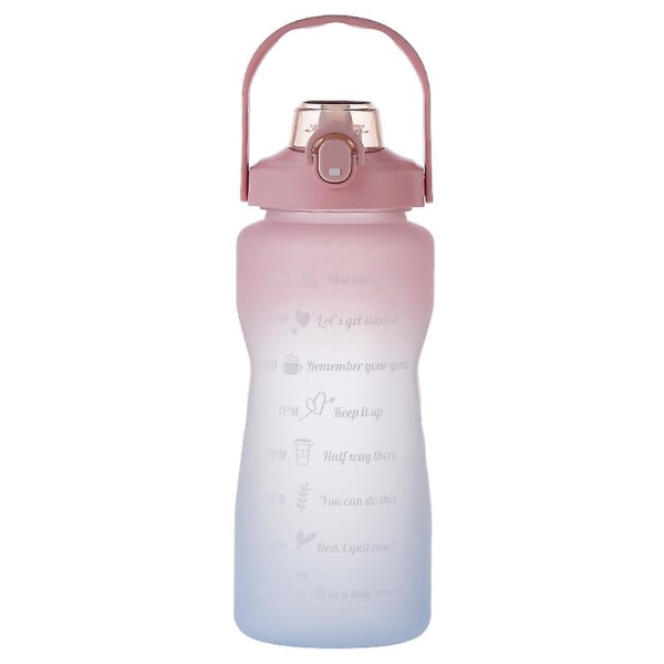 Sportsflaske, 2l sportsflaske med sugerør og motiverende tidsmarkør, BPA-fritt barnevann B