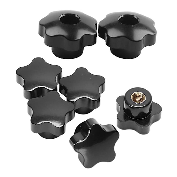 5 stk M8 Hunn Tråd 32mm Stjernehode Klemmemuttere Knottgrep Håndtak & 2 stk M8 X 50mm Diameter Tråd