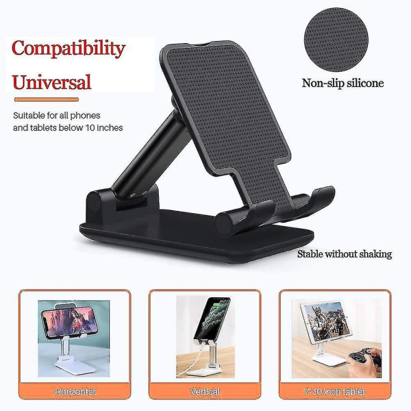 Foldbar mobiltelefonholder til skrivebord, bærbar tabletstativ i aluminiumlegering