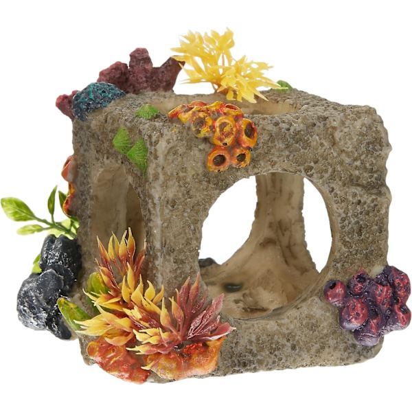 Polyresin Cube Habitat Akvariumdekorasjon Liten 12 x 11,5 x 11 cm