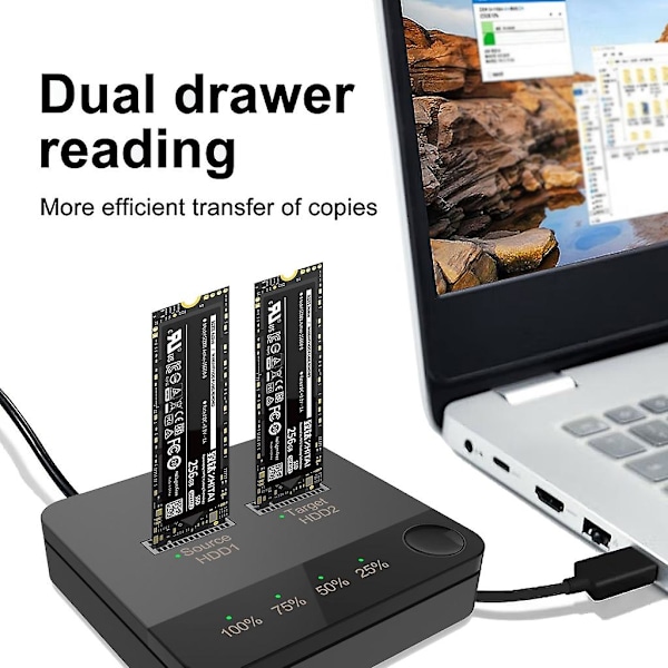 Dual-bay M.2 Sata- Hdd Offline Clone Duplicator för M2 Sata B-key/m&b-key Läs
