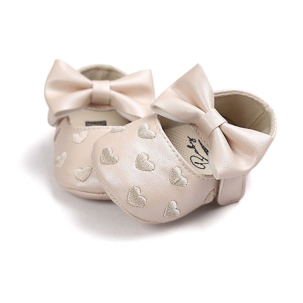 Baby Boy Girl  Moccasins Shoes Soft Soled Non-slip Footwear Crib Shoes Cute Baby Shoes With Bow  Newborn Pu Leather Love 7-12 months xj