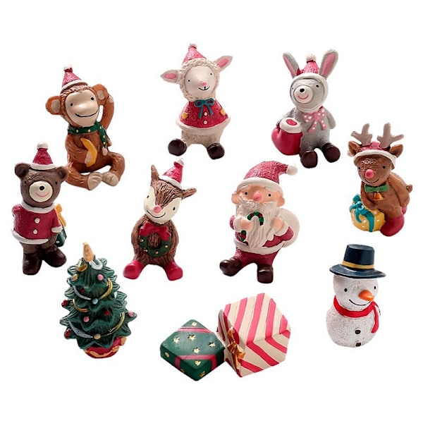 Cartoon Mini Julgran Familj Små Djur Resin Ornament Kreativa Hem Juldekorationer Presenter christmas elk