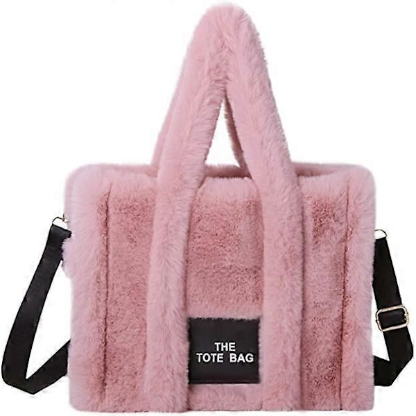Kongque - Totebag for kvinner, myk og fluffy totebag med glidelås, personlige totebag med stor kapasitet, fluffy totebag med topphåndtak, skulder- og crossbody-veske