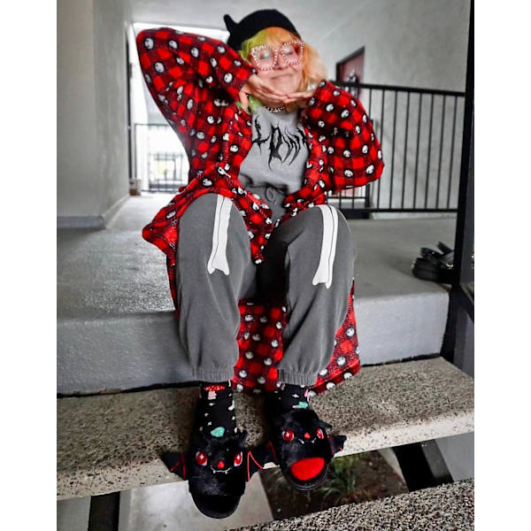 Halloween fladdermus djurtofflor mjuka plysch mysiga öppna tår kvinnor luddiga tofflor grey us 12