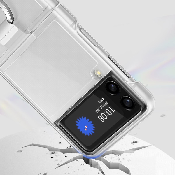 Gennemsigtigt etui kompatibelt med Samsung Galaxy Z Flip 4, hård pc stødsikkert beskyttelsescover med ring