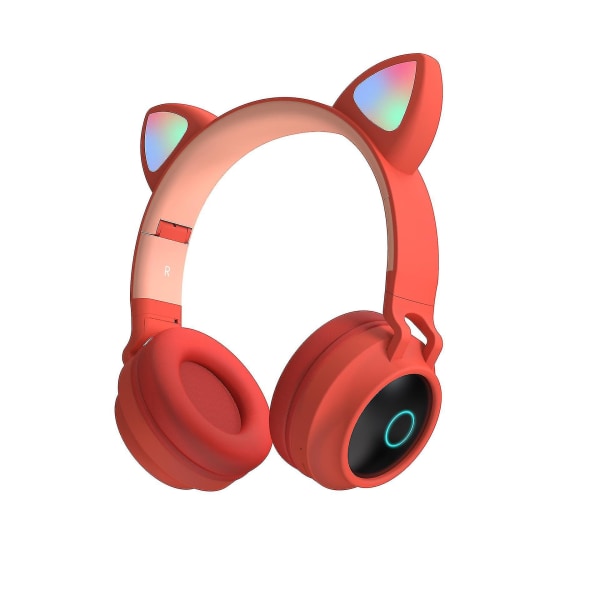 Trådlösa Bluetooth hörlurar Fällbara Trådlösa barnhörlurar med stereomikrofon, Bluetooth flickahörlurar för barn för telefoner (röd+rosa)
