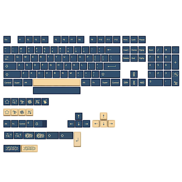 137-tasters Dye Sublimering PBT-tastaturcaps Stargaze XDA-profil for Mx Swi
