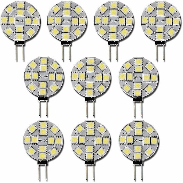 Kompatibel med 10x G4 LED-lampor DC 12V Ej dimbar Vit 6000k Ljuskälla Ersättning 20W Halogenlampa för Kök Husbil RV Släpvagn