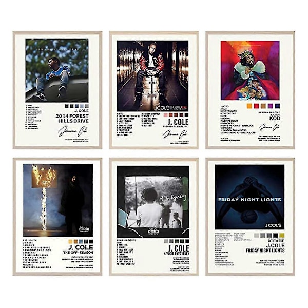 6 kpl J. Cole -albumiposteria 2014 Forest Hills Drive Kod The Off Season 4 Your Eyez Only Friday Night Lights Painat Albumkansi Seinäkoriste Fani Lahja