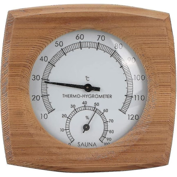 Termometer/hygrometer, innvendig tre 2-i-1 for badstue Badstue Termo-hygrometer termometer