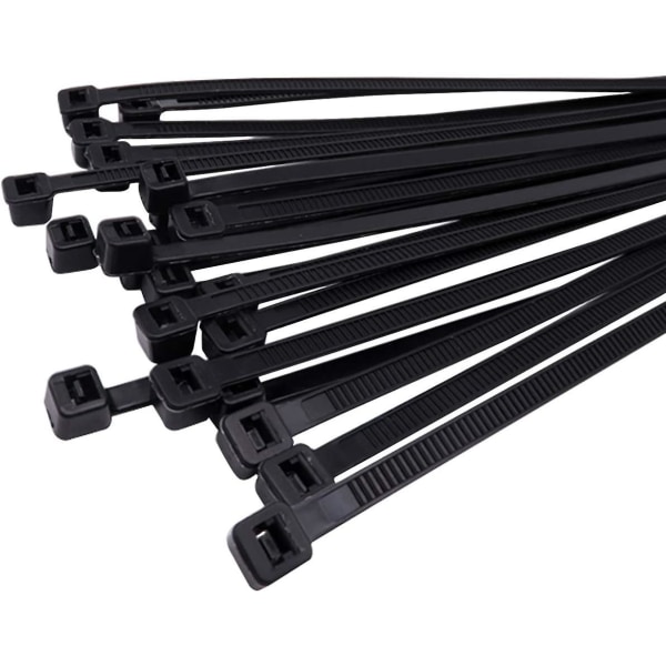 200 pakke sorte lynlåsbindere, 12 tommer kraftige 50 pund kabelbånd, selvlåsende UV- og varmebestandige bindebånd, plastik nylon lynlåsbindere indendørs Ou