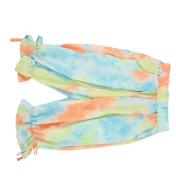 Tie Dye -tyttöjen verryttelyhousut - Mukavat ja muodikkaat collegehousut lapsille (keltainen, 110 cm)