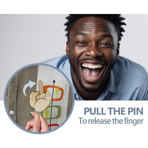 Sjov Træ Finger Brosche Mellemfinger Pin DIY Ki, Vendbar Mellemfinger Pin