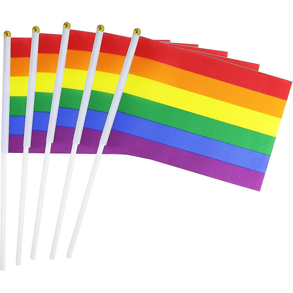 50 Pack Sateenkaari Lippu Pieni Mini Lippu Kädessä pidettävä Lipputikku Lippu Sateenkaari Lippujuhlakoristeet Tarvikkeet