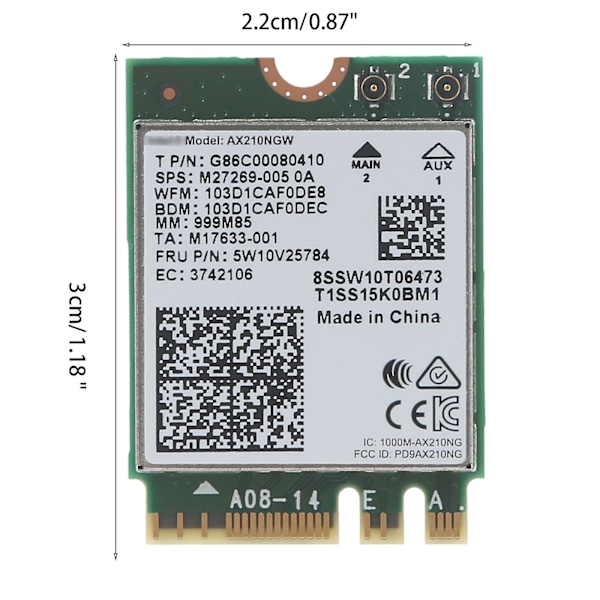 Ax210ngw Verkkosovitin Bt 5.2 6ghz 5ghz 2.4ghz Windows 10:lle Wifi 6e Kortti