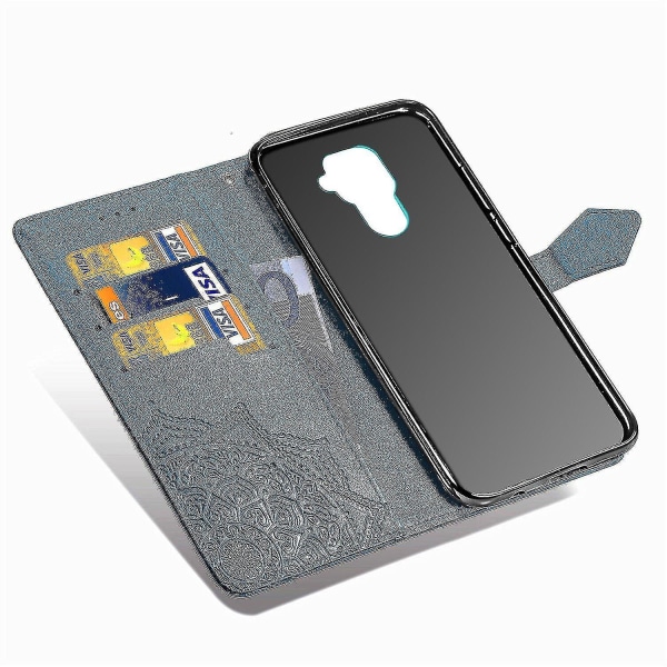 Huawei Mate 30 Lite Case Nahkainen Lompakon Cover Kohokuvioitu Mandala Magnetic Flip Protection Iskunkestävä - Sininen